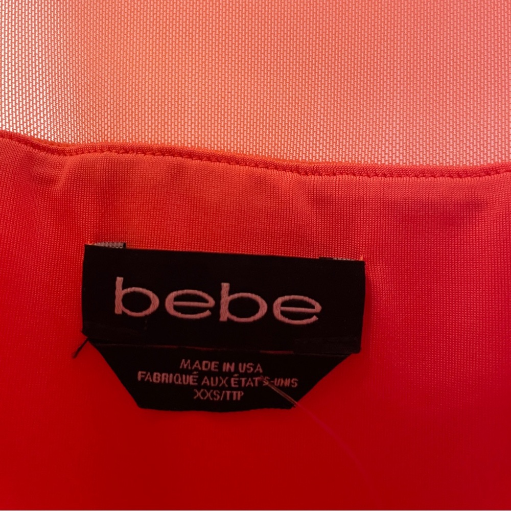 Bebe Sheer-Paneled, Body-hugging Dress, Color Grapefruit Pink, Size XXS - Picture 7 of 8